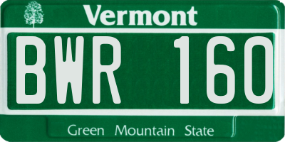 VT license plate BWR160
