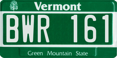 VT license plate BWR161