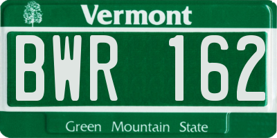 VT license plate BWR162