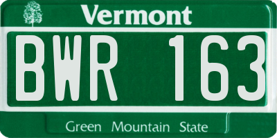 VT license plate BWR163