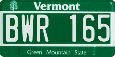 VT license plate BWR165