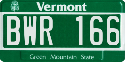 VT license plate BWR166