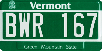 VT license plate BWR167