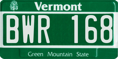 VT license plate BWR168