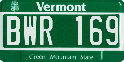 VT license plate BWR169
