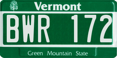 VT license plate BWR172