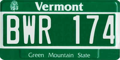VT license plate BWR174