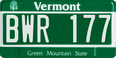 VT license plate BWR177