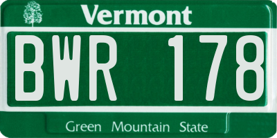 VT license plate BWR178