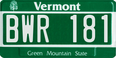 VT license plate BWR181