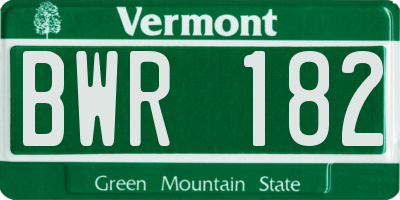VT license plate BWR182