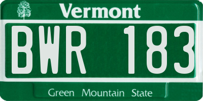 VT license plate BWR183