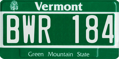 VT license plate BWR184