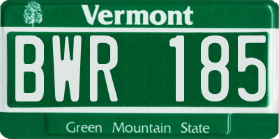 VT license plate BWR185