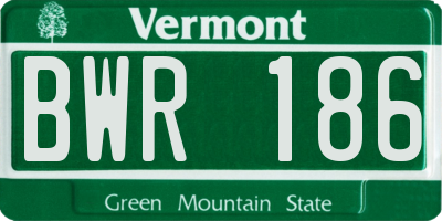 VT license plate BWR186