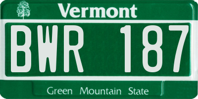 VT license plate BWR187