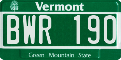 VT license plate BWR190