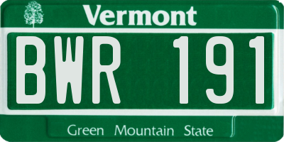VT license plate BWR191