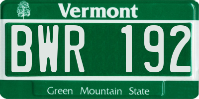 VT license plate BWR192