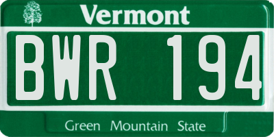 VT license plate BWR194