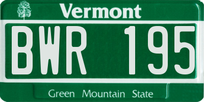 VT license plate BWR195