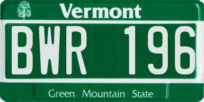 VT license plate BWR196