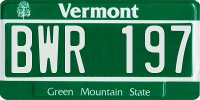 VT license plate BWR197