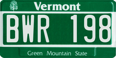 VT license plate BWR198