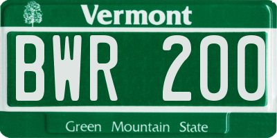 VT license plate BWR200