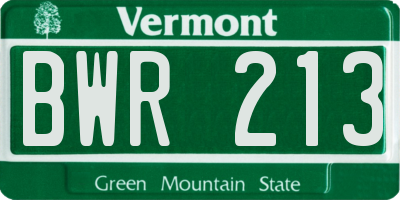 VT license plate BWR213