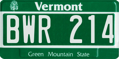 VT license plate BWR214