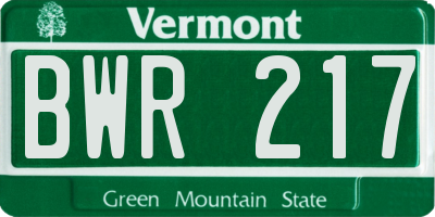 VT license plate BWR217