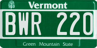 VT license plate BWR220