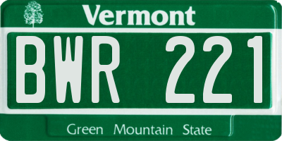 VT license plate BWR221
