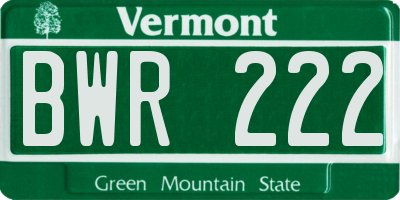 VT license plate BWR222
