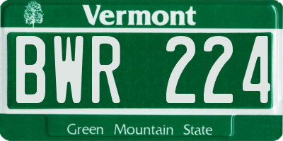 VT license plate BWR224