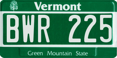 VT license plate BWR225