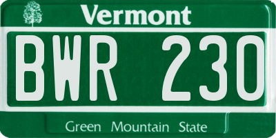 VT license plate BWR230