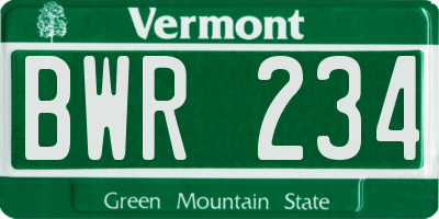 VT license plate BWR234