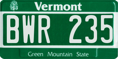 VT license plate BWR235