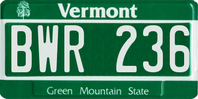 VT license plate BWR236