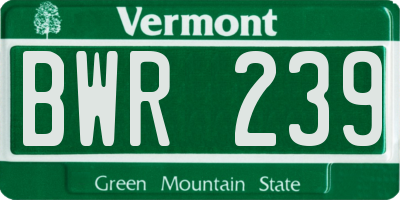 VT license plate BWR239