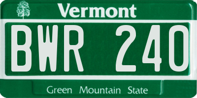 VT license plate BWR240