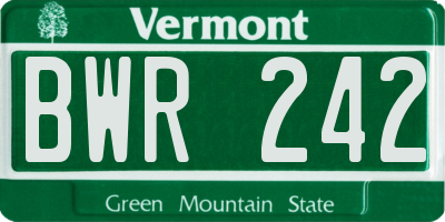 VT license plate BWR242