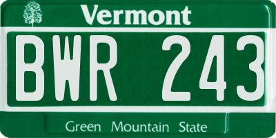 VT license plate BWR243
