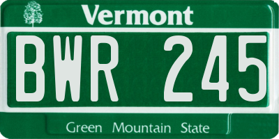 VT license plate BWR245
