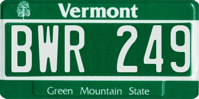 VT license plate BWR249