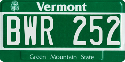 VT license plate BWR252