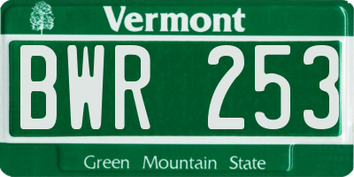 VT license plate BWR253