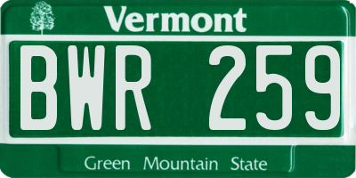 VT license plate BWR259
